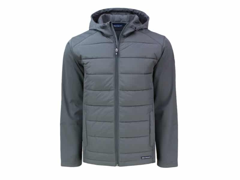 Cutter & Buck Evoke Hybrid Eco Softshell Recycled Full Zip Mens Big & Tall Hooded Jacket - 1
