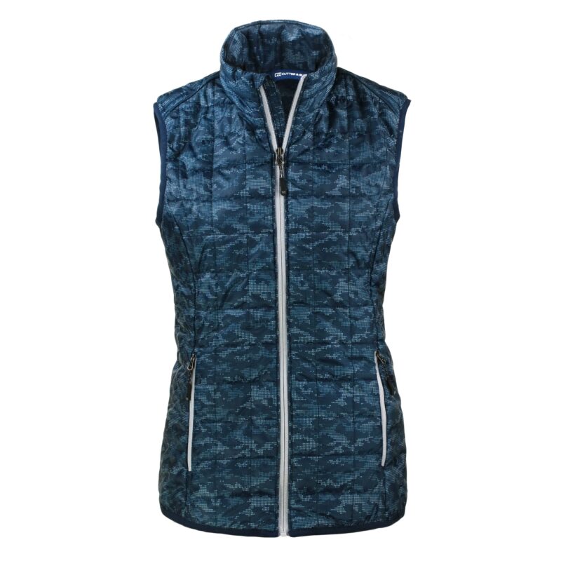 Cutter & Buck Rainier PrimaLoft? Womens Eco Insulated Full Zip Printed Puffer Vest - 1