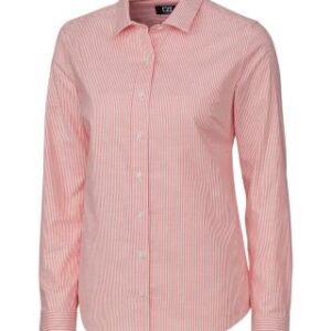 Cutter & Buck Stretch Oxford Stripe Womens Long Sleeve Dress Shirt