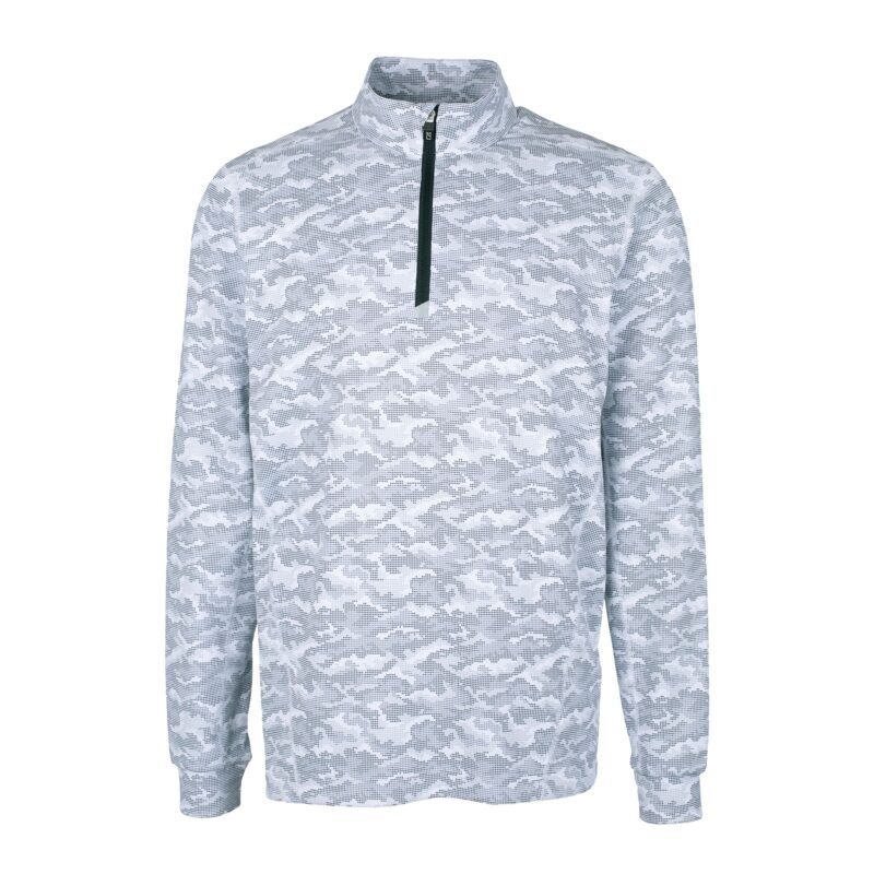Cutter & Buck Traverse Camo Print Stretch Quarter Zip Mens Big and Tall Pullover - 1