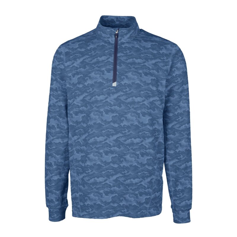 Cutter & Buck Traverse Camo Print Stretch Quarter Zip Mens Big and Tall Pullover - 2