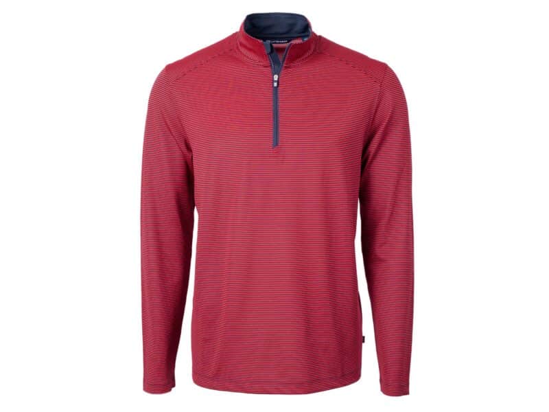 Cutter & Buck Virtue Eco Pique Micro Stripe Recycled Mens Big & Tall Quarter Zip - 1