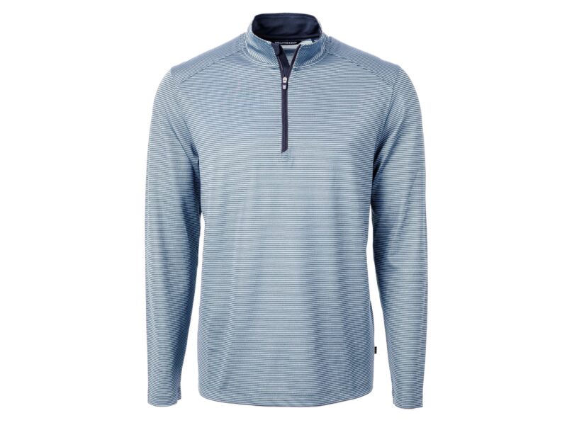 Cutter & Buck Virtue Eco Pique Micro Stripe Recycled Mens Big & Tall Quarter Zip - 7