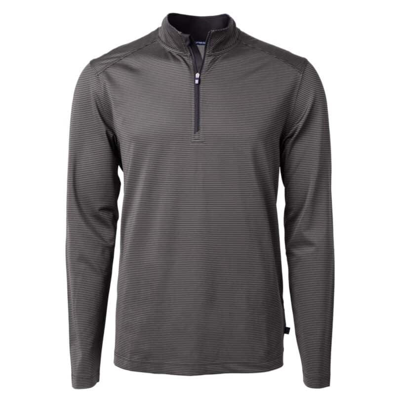 Cutter & Buck Virtue Eco Pique Micro Stripe Recycled Mens Quarter Zip - 1