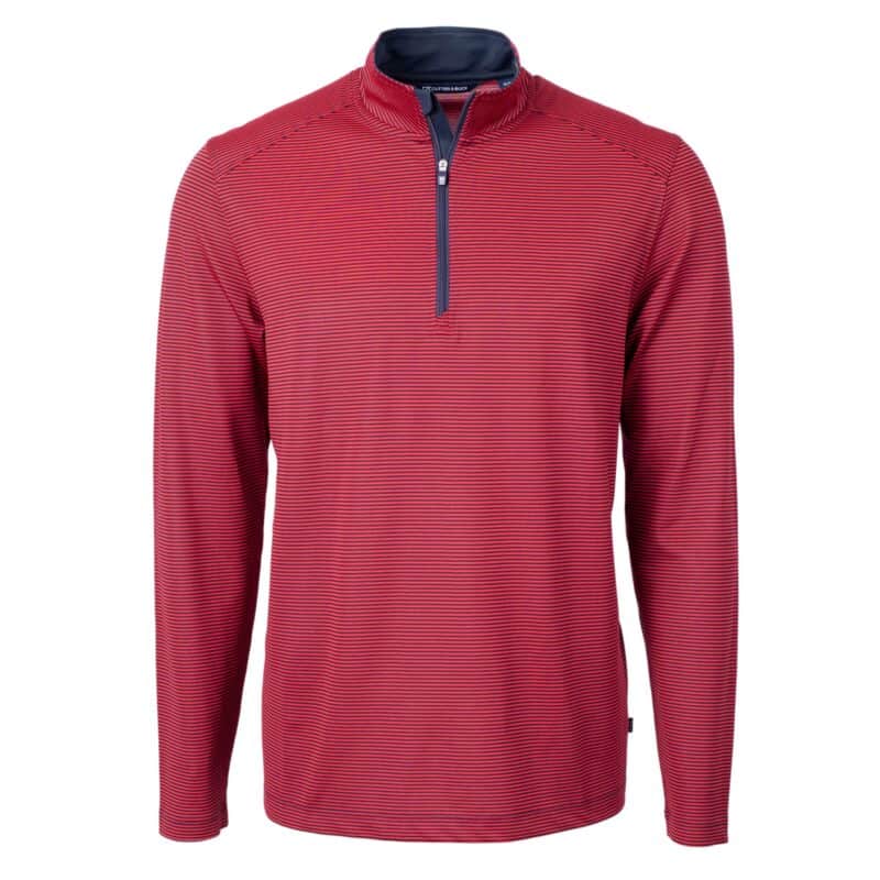 Cutter & Buck Virtue Eco Pique Micro Stripe Recycled Mens Quarter Zip - 6