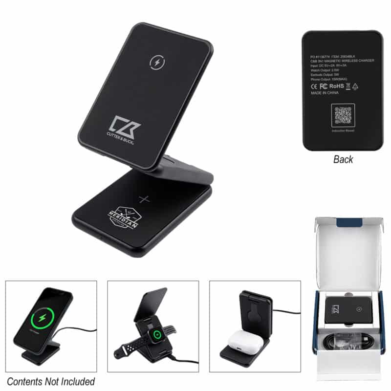 Cutter & Buck® 3-in-1 Magnetic Wireless Charger - 2