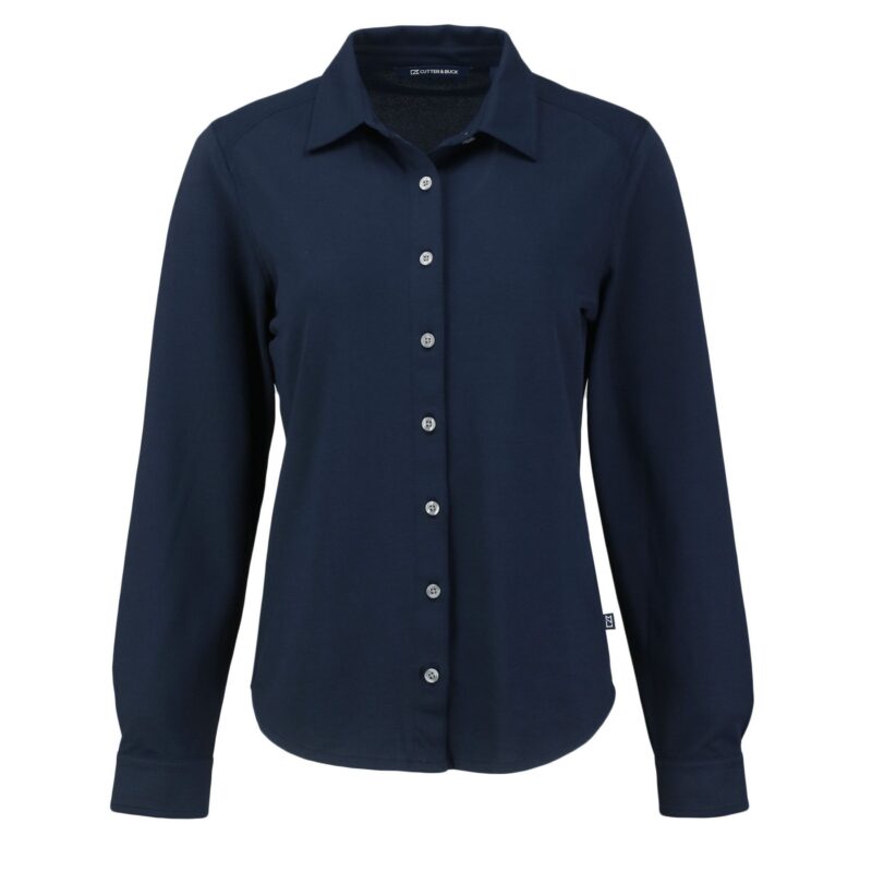 Cutter & Buck Advantage Recycled Cotton-Blend Pique?Womens?Long Sleeve Button?Down Shirt - 1
