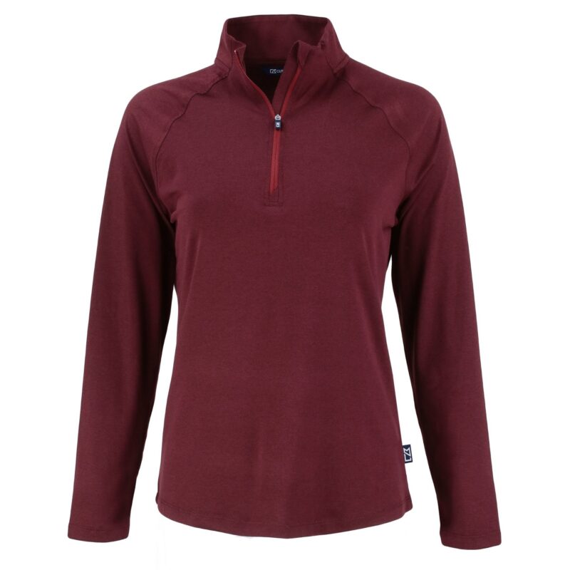 Cutter & Buck Coastline Recycled Double Peached Womens Quarter Zip Pullover - 1