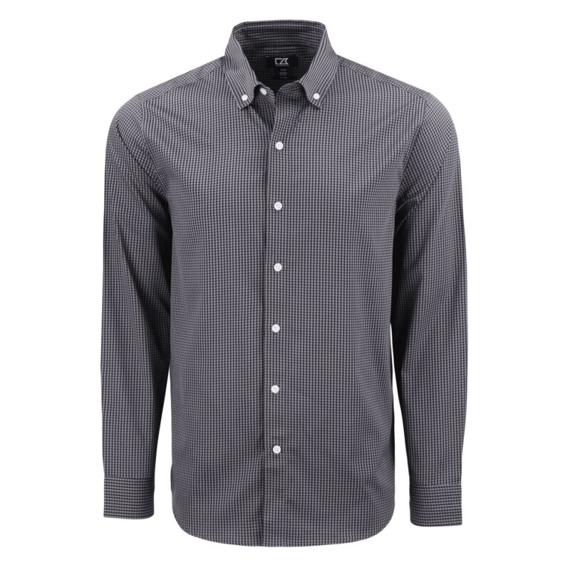 Cutter & Buck Skyline Recycled Gingham Mens Long Sleeve Button Down Dress Shirt - 1