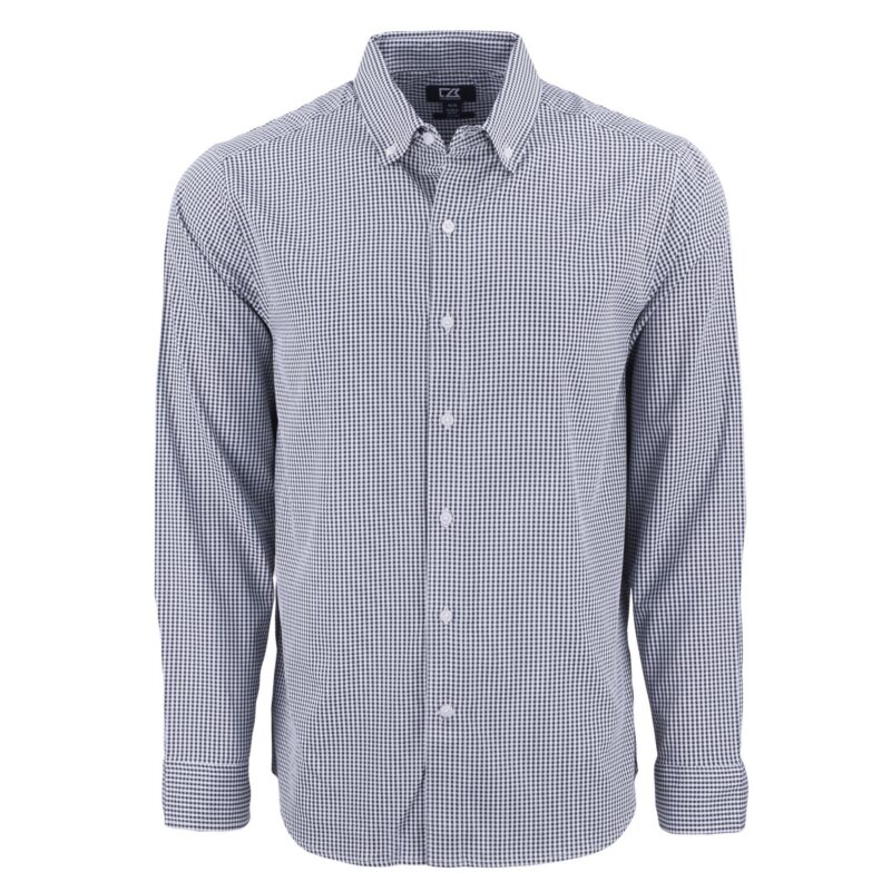 Cutter & Buck Skyline Recycled Gingham Mens Long Sleeve Button Down Dress Shirt - 2