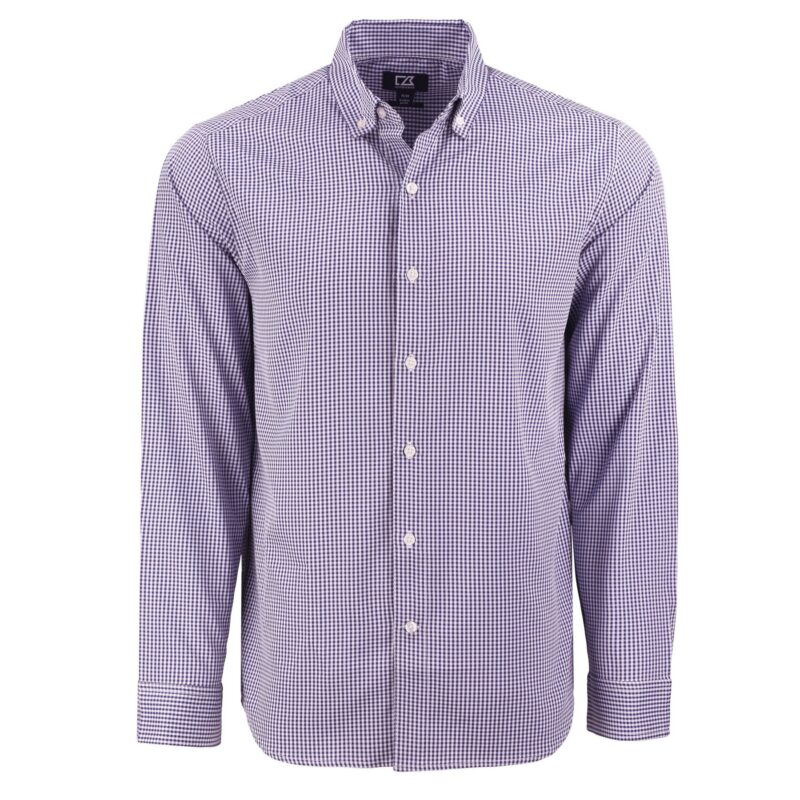 Cutter & Buck Skyline Recycled Gingham Mens Long Sleeve Button Down Dress Shirt - 5