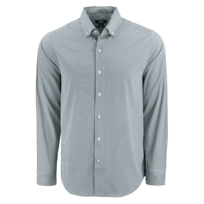 Cutter & Buck Skyline Recycled Gingham Mens Long Sleeve Button Down Dress Shirt - 6