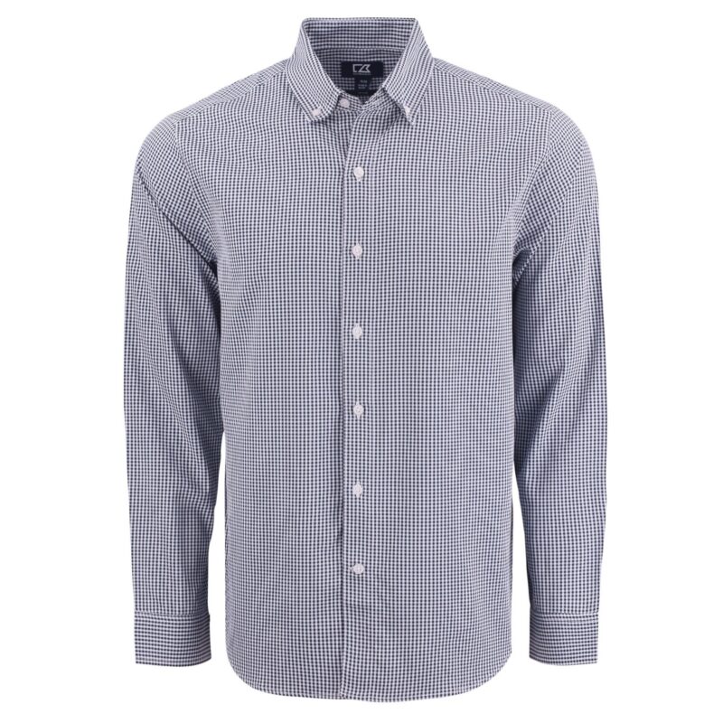 Cutter & Buck Skyline Recycled Gingham Mens Long Sleeve Button Down Dress Shirt - 7
