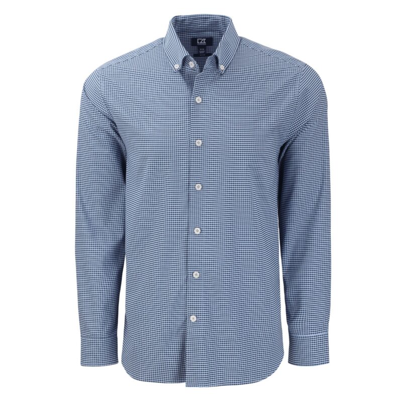Cutter & Buck Skyline Recycled Gingham Mens Long Sleeve Button Down Dress Shirt - 8
