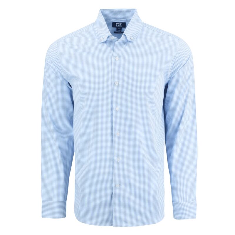 Cutter & Buck Skyline Recycled Gingham Mens Long Sleeve Button Down Dress Shirt
