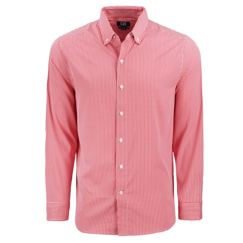 Cutter & Buck Skyline Recycled Gingham Mens Long Sleeve Button Down Dress Shirt - 9