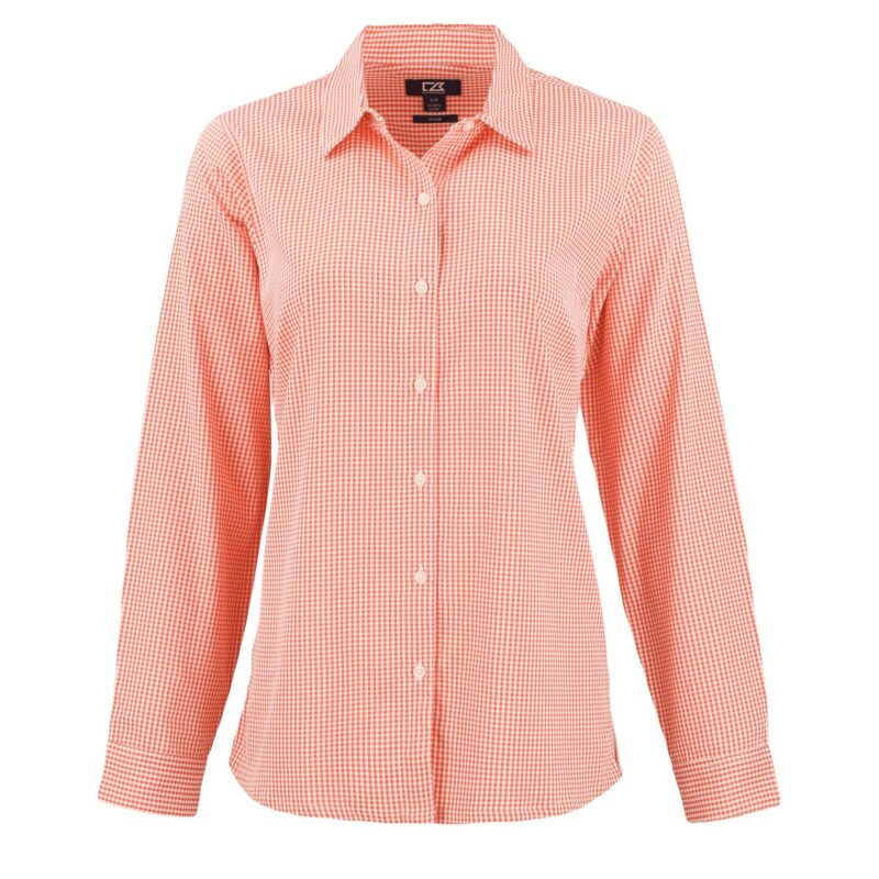 Cutter & Buck Skyline Recycled Gingham Womens Long Sleeve Spread Collar Dress Shirt - 2