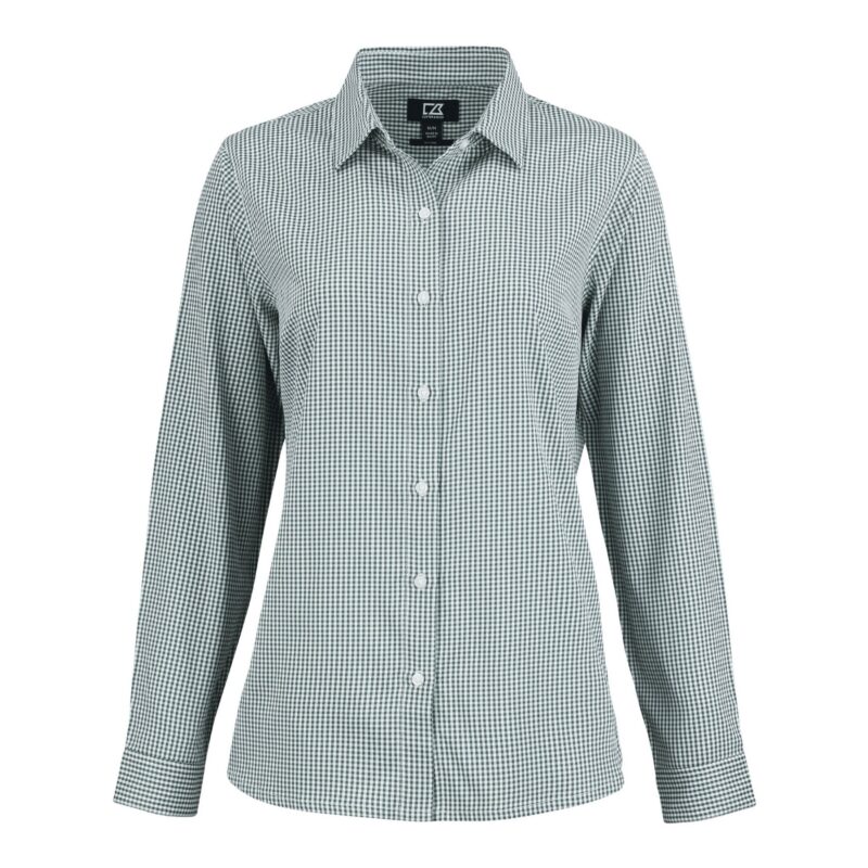 Cutter & Buck Skyline Recycled Gingham Womens Long Sleeve Spread Collar Dress Shirt - 5