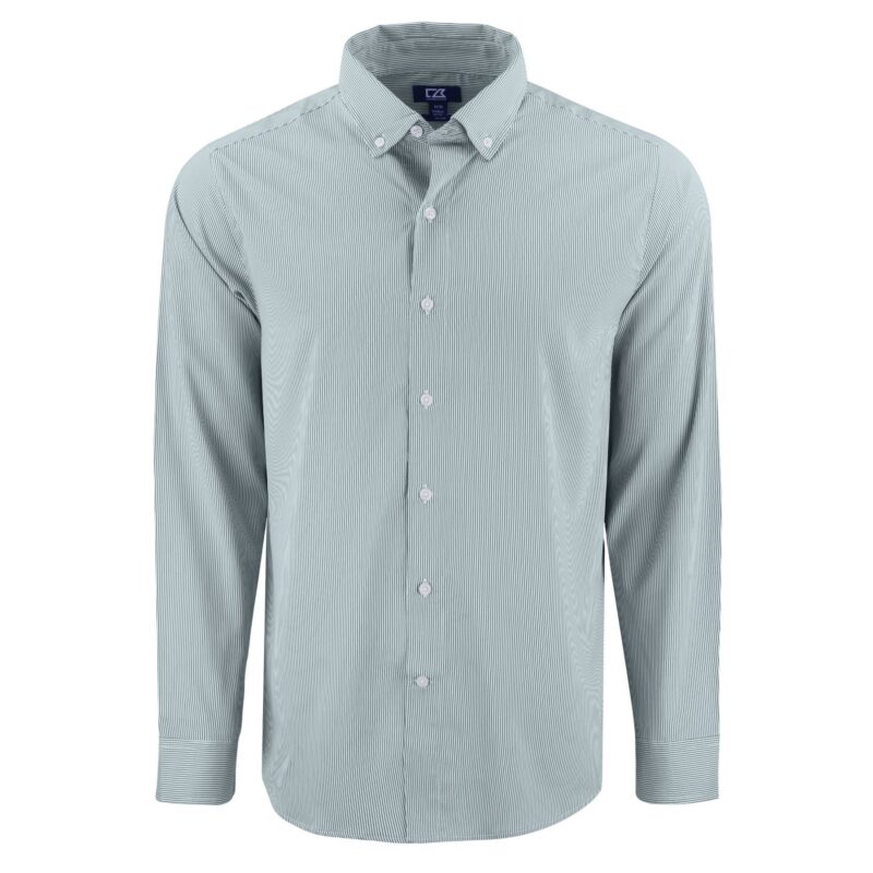 Cutter & Buck Skyline Recycled Pinstripe Mens Long Sleeve Button Down Dress Shirt - 1