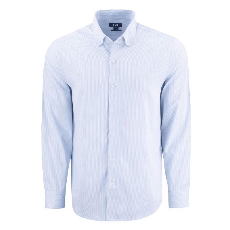 Cutter & Buck Skyline Recycled Pinstripe Mens Long Sleeve Button Down Dress Shirt - 2