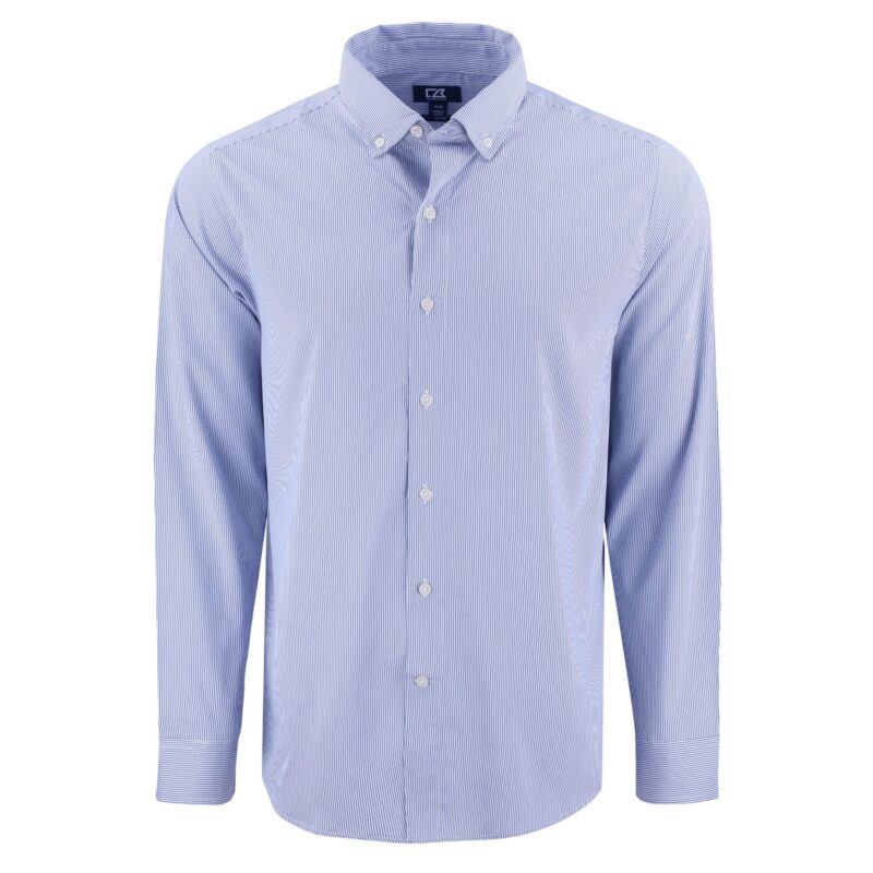 Cutter & Buck Skyline Recycled Pinstripe Mens Long Sleeve Button Down Dress Shirt - 3