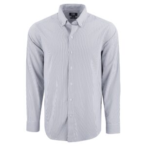 Cutter & Buck Skyline Recycled Pinstripe Mens Long Sleeve Button Down Dress Shirt