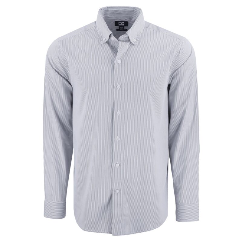 Cutter & Buck Skyline Recycled Pinstripe Mens Long Sleeve Button Down Dress Shirt