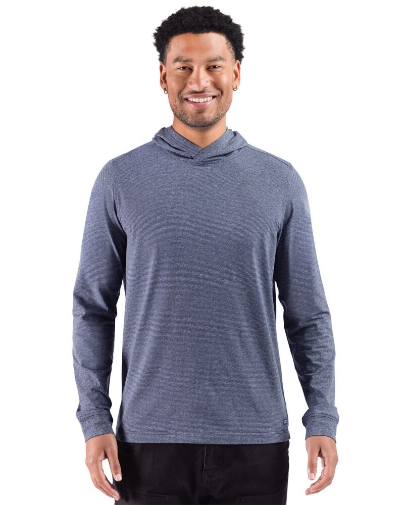 Cutter & Buck Adapt Recycled Soft Knit Stripe Mens Big & Tall Hooded Pullover