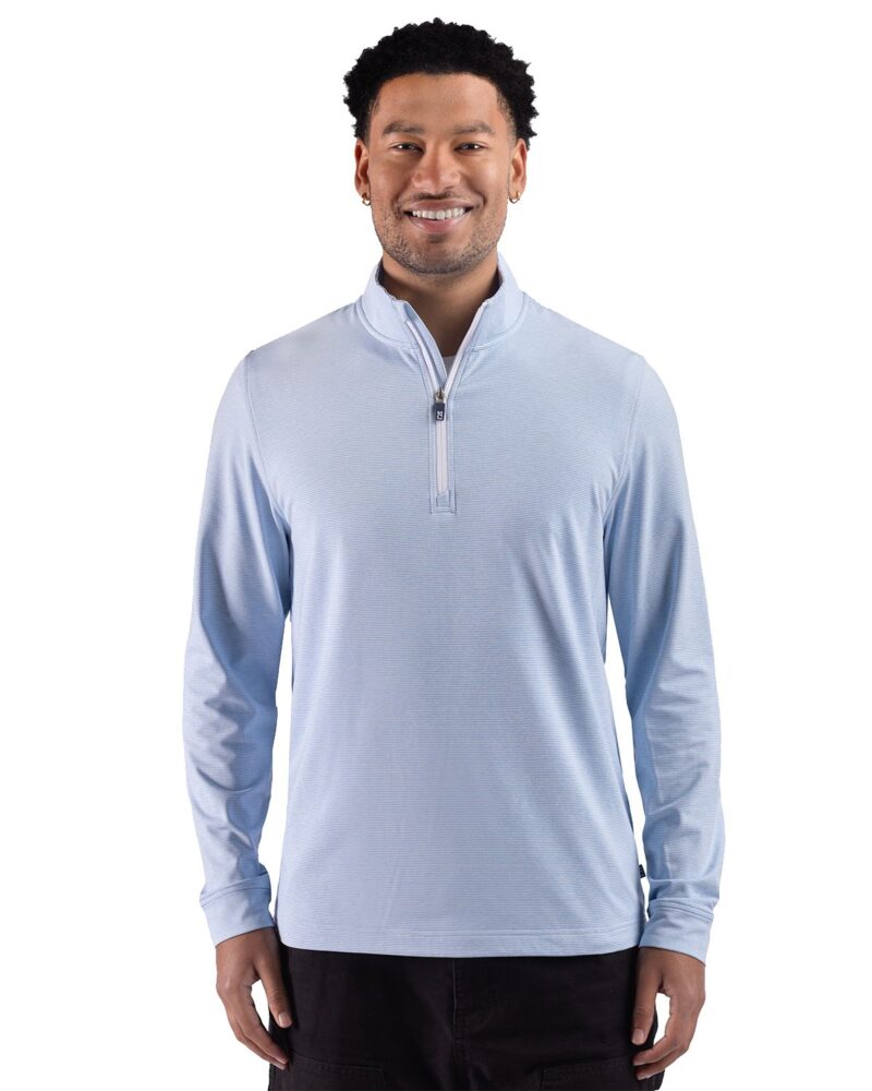 Cutter & Buck Adapt Recycled Soft Knit Stripe Mens Big & Tall Quarter Zip Pullover