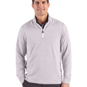 Cutter & Buck Adapt Recycled Soft Knit Stripe Mens Quarter Zip Pullover