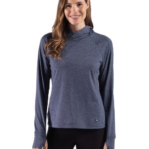 Cutter & Buck Adapt Recycled Soft Knit Stripe Womens Hooded Pullover