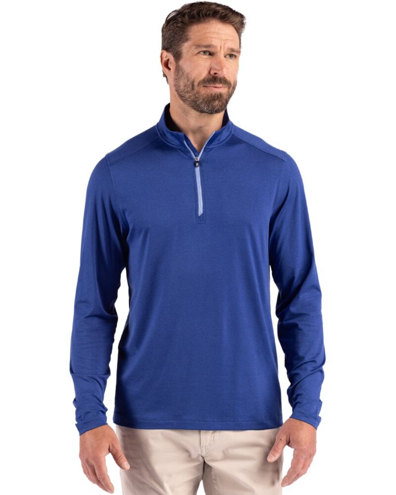 Cutter-Buck-Coastline-Recycled-Double-Peached-Mens-Big-Tall-Quarter-Zip-Pullover-BCK01347 Cutter & Buck Coastline Recycled Double Peached Mens Big & Tall Quarter Zip Pullover