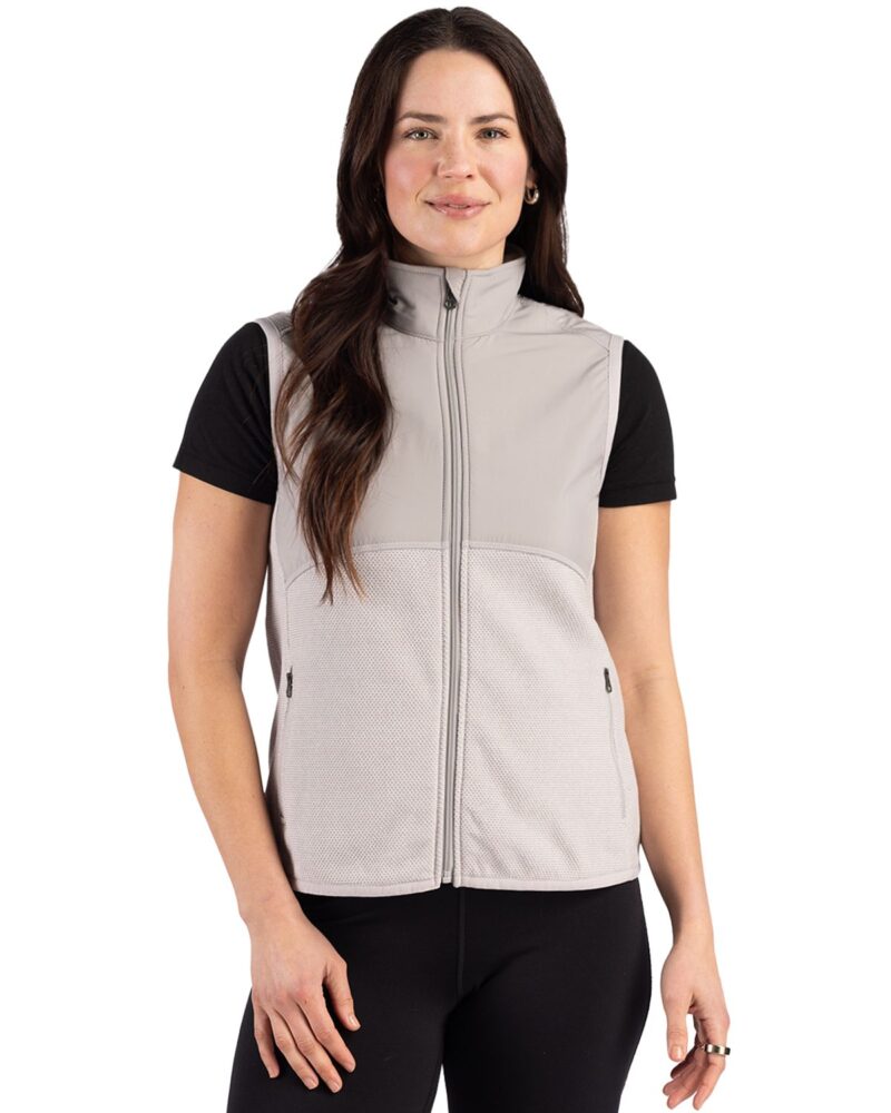 Cutter-Buck-Hunts-Point-Recycled-Fleece-Womens-Hybrid-Full-Zip-Vest-LCK00228 Cutter & Buck Hunts Point Recycled Fleece Womens Hybrid Full Zip Vest