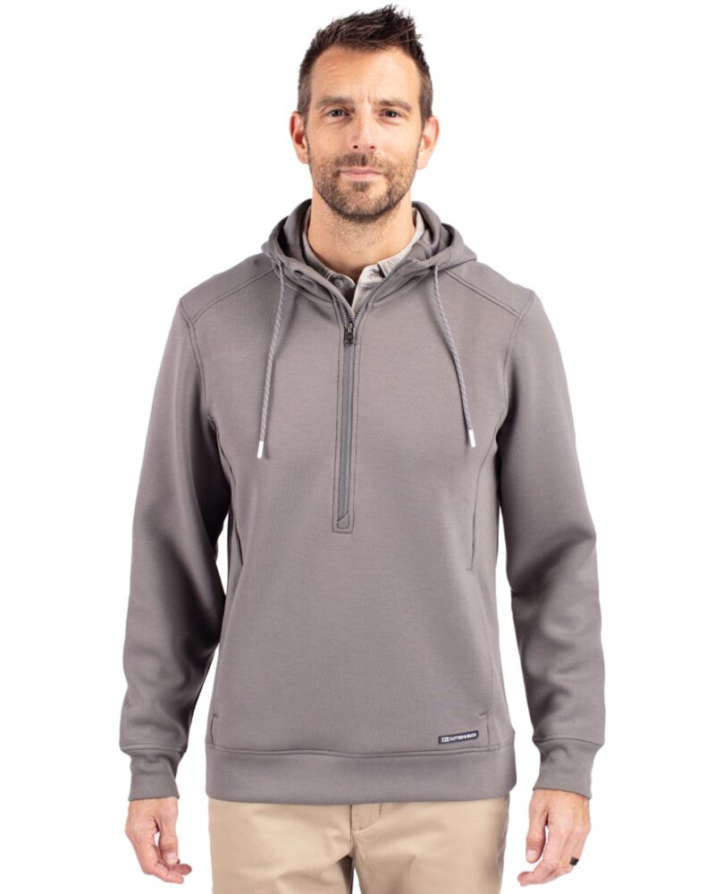 Cutter-Buck-Roam-Recycled-Buttery-Soft-Knit-Mens-Big-Tall-Half-Zip-Hooded-Pullover-BCK01279 Cutter & Buck Roam Recycled Buttery-Soft Knit Mens Big & Tall Half Zip Hooded Pullover