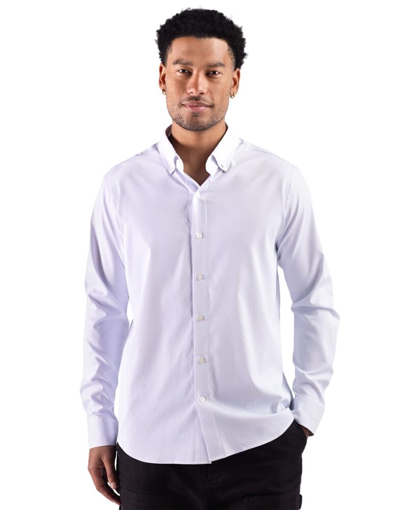 Cutter-Buck-Skyline-Windowpane-Recycled-Long-Sleeve-Button-Down-Mens-Big-Tall-Dress-Shirt-BCW00241 Cutter & Buck Skyline Windowpane Recycled Long Sleeve Button Down Mens Big & Tall Dress Shirt