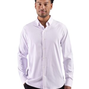 Cutter & Buck Skyline Windowpane Recycled Long Sleeve Button Down Mens Dress Shirt