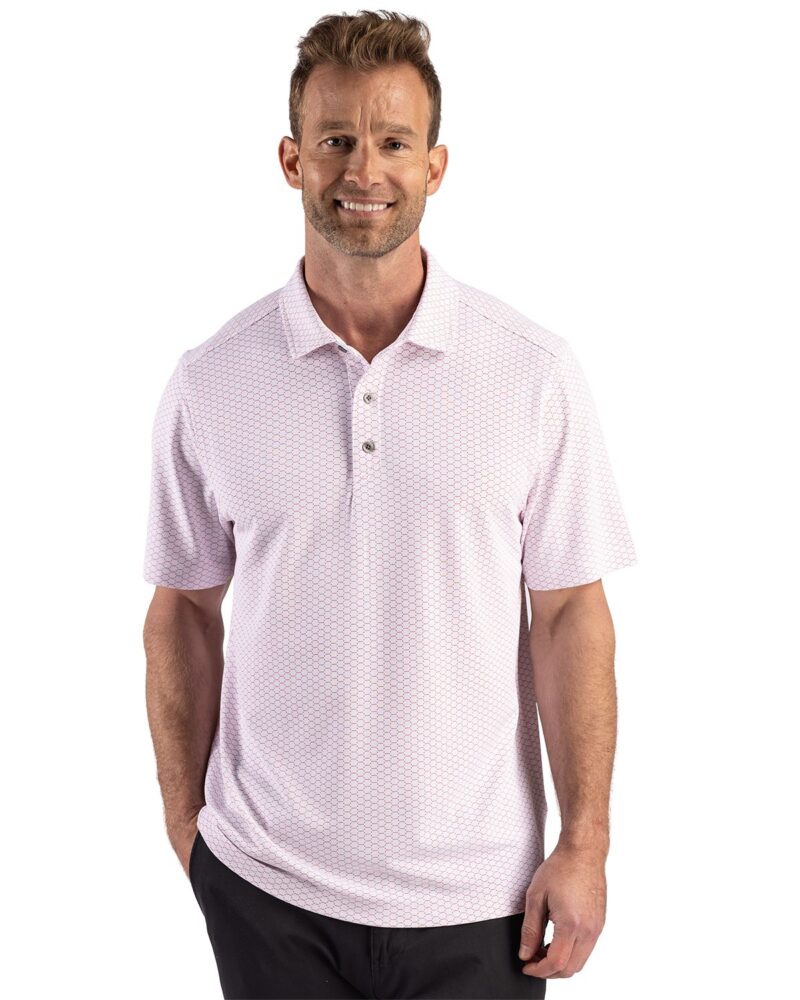 Cutter & Buck Virtue Recycled Hex Print Featherlight Pique Mens Big & Tall Polo