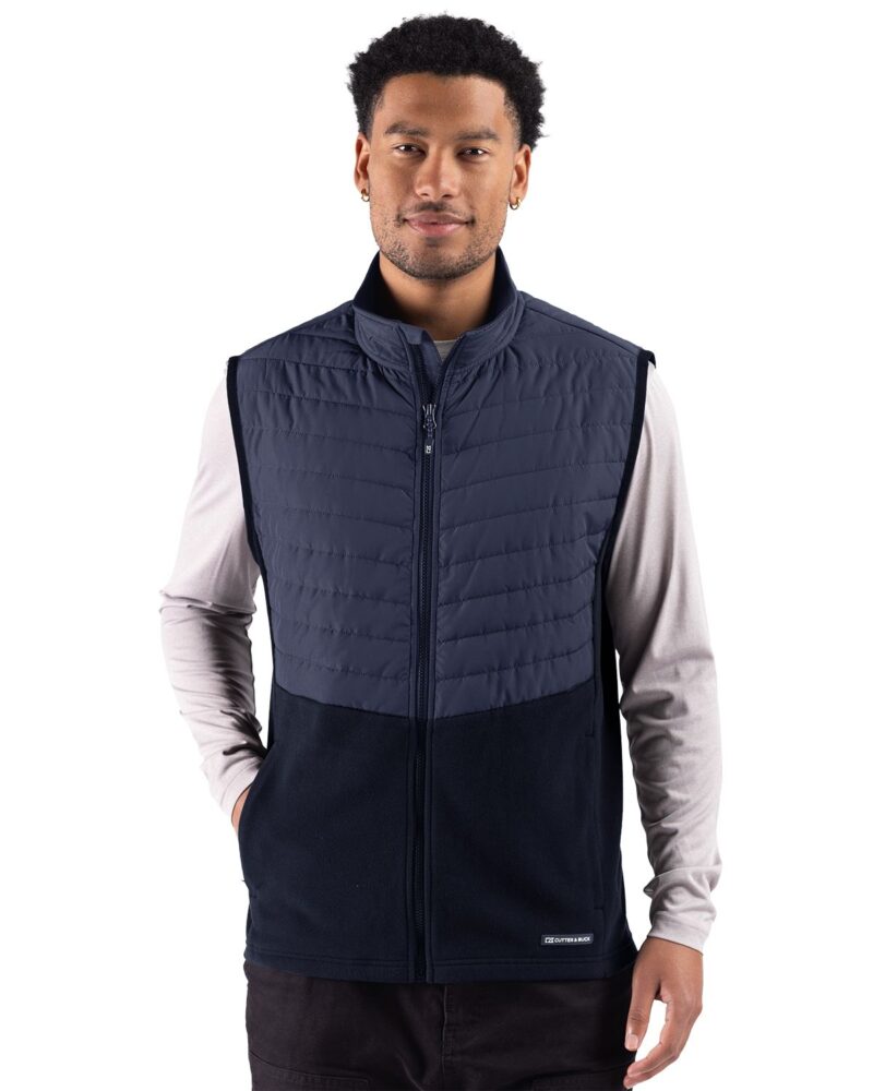 Cutter & Buck Woodland Epic Versatility Recycled Insulated Hybrid Fleece Mens Full Zip Vest